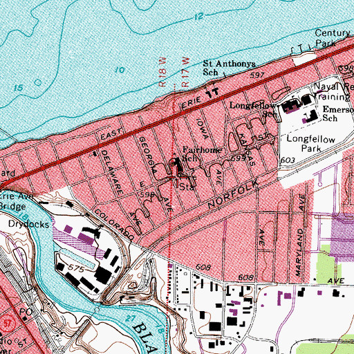 Topographic Map of Lorain Fire Department Station 4, OH