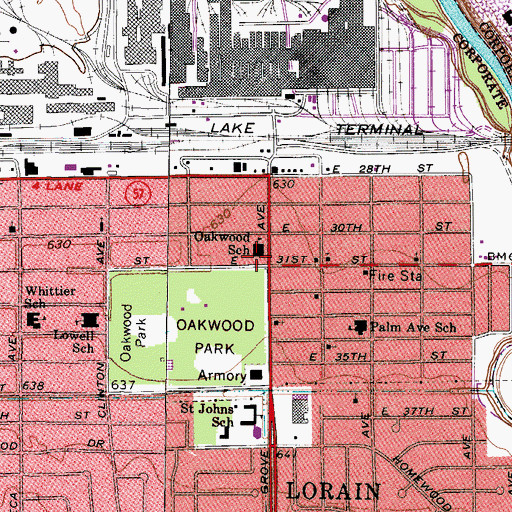 Topographic Map of Lorain Fire Department Station 3, OH