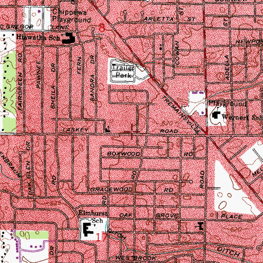 Topographic Map of Toledo Fire and Rescue Department - Station 23, OH