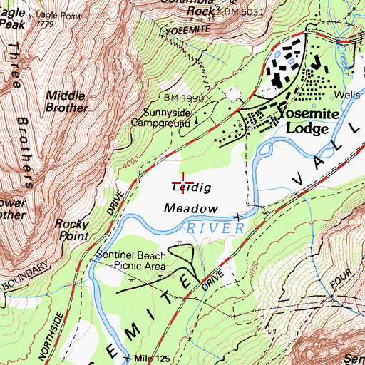 Topographic Map of Leidig Meadow, CA