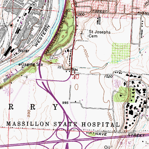 Topographic Map of Massillon Fire Department Station 4, OH