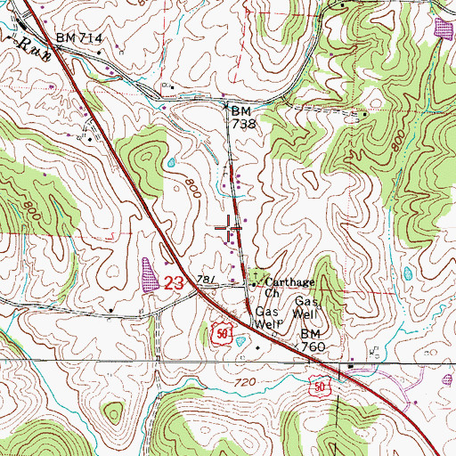 Topographic Map of Coolville Volunteer Fire Department Station 2, OH