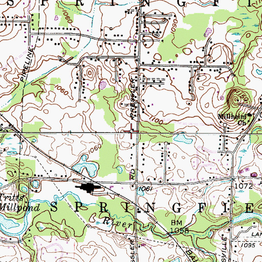 Topographic Map of Springfield Township Fire Department Station 2, OH