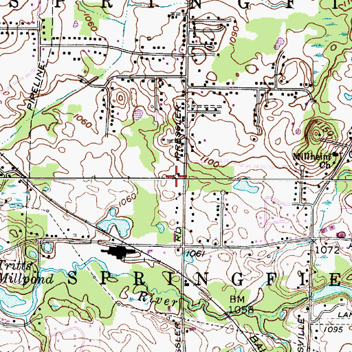 Topographic Map of Springfield Township Fire Department Station 2, OH