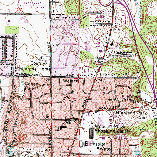 Topographic Map of Wooster Fire Division Station 2, OH