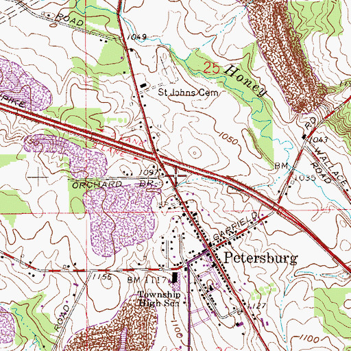 Topographic Map of Springfield Township Fire Station, OH