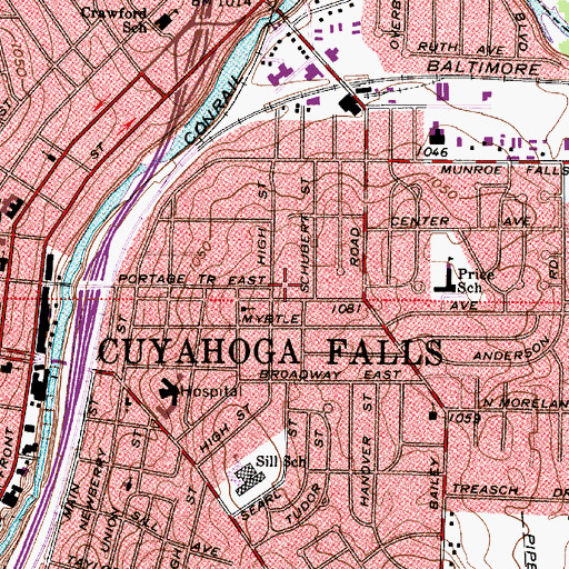 Topographic Map of Cuyahoga Falls Fire Department Station 2, OH