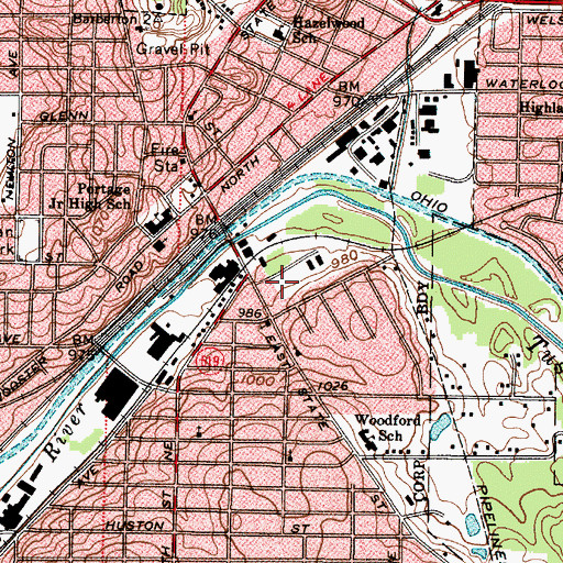 Topographic Map of Barberton Fire Department - Station 2, OH