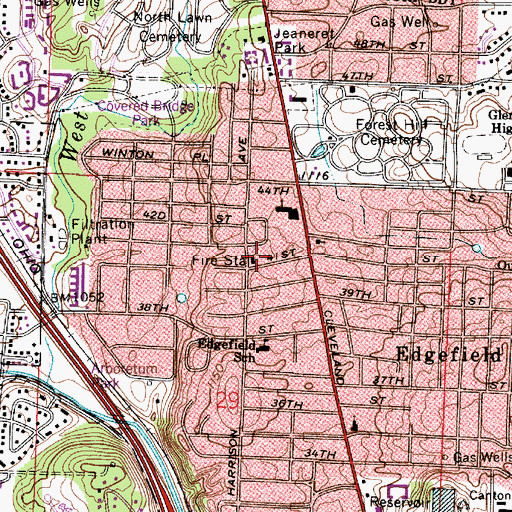 Topographic Map of Plain Township Fire Department Station 2, OH