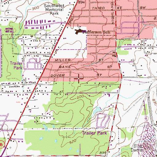 Topographic Map of Warren Township Fire Department Station 3, OH
