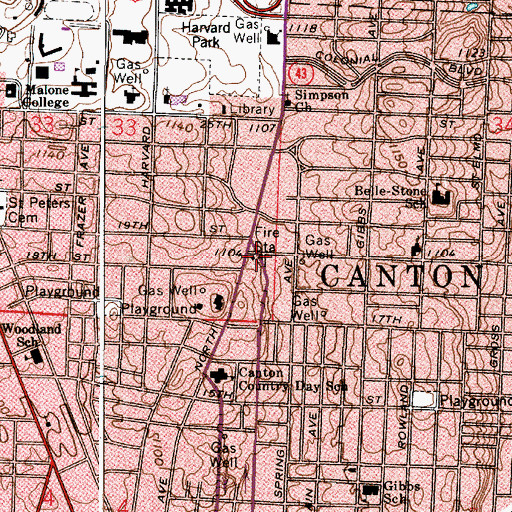 Topographic Map of Canton Fire Department Station 9, OH