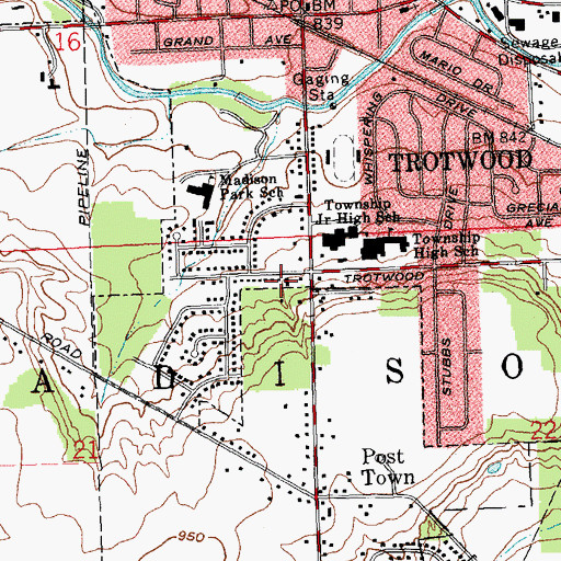 Topographic Map of Trotwood Fire Department Station 74, OH