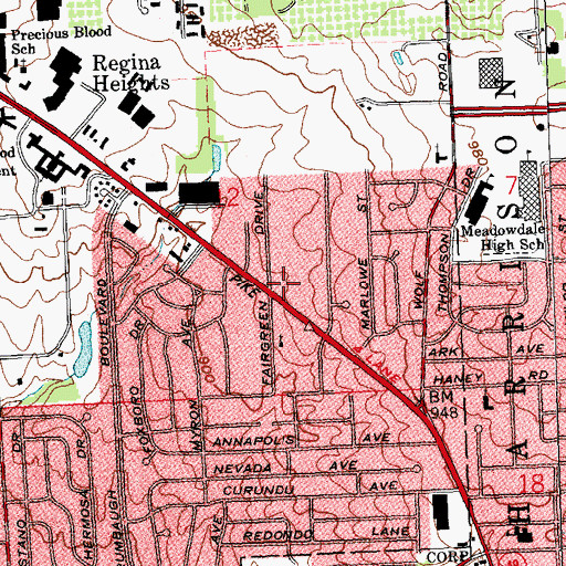 Topographic Map of Trotwood Fire Department Station 73, OH