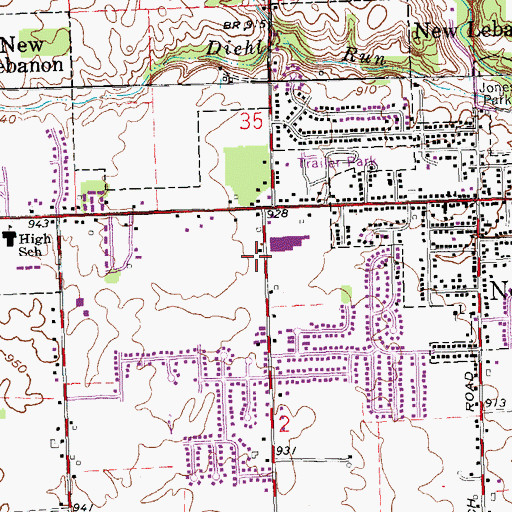 Topographic Map of New Lebanon Fire Department Station 69, OH