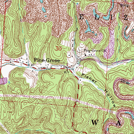 Topographic Map of Elizabeth Township Volunteer Fire Department Station 2, OH