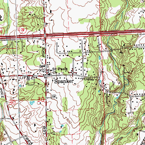 Topographic Map of Butler Township Fire Department Station 88, OH