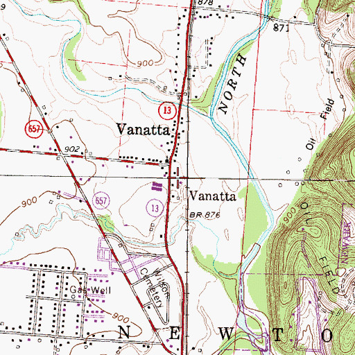 Topographic Map of Newton Township Volunteer Fire Department Station 2, OH