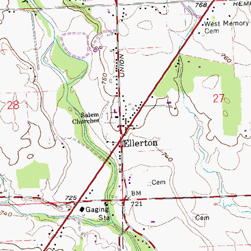 Topographic Map of Jefferson Township Fire Department Station #61, OH