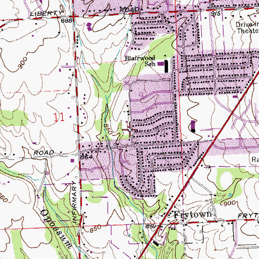 Topographic Map of Jefferson Township Fire Department Station 2, OH