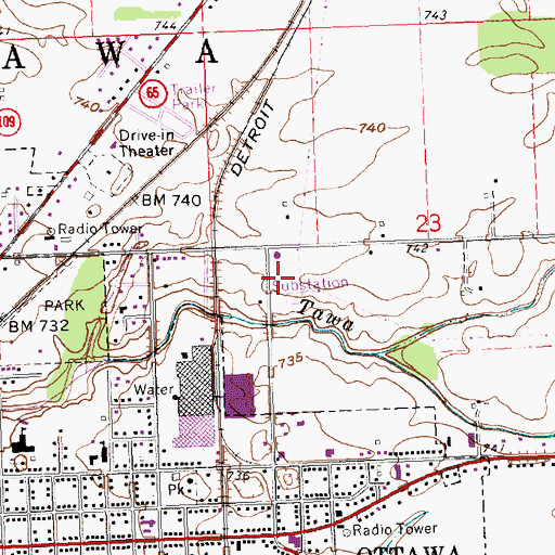 Topographic Map of Ottawa Volunteer Fire Department Station 100, OH