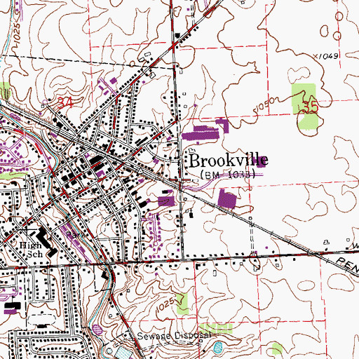 Topographic Map of Brookville Fire Department Station 2, OH