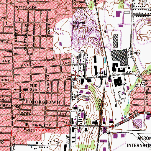 Topographic Map of Akron Fire Department - Station 8, OH