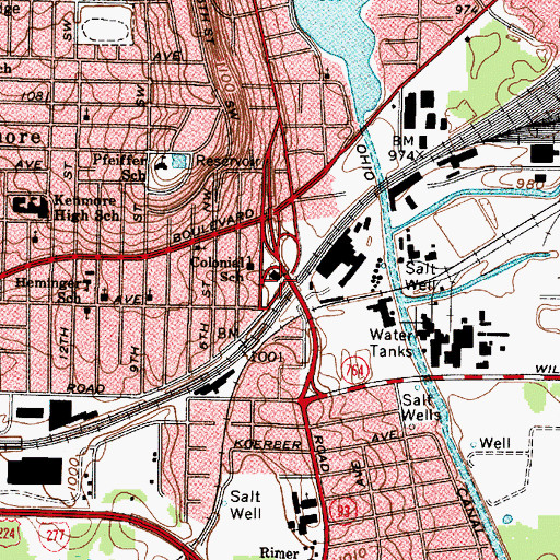 Topographic Map of Akron Fire Department - Station 10, OH