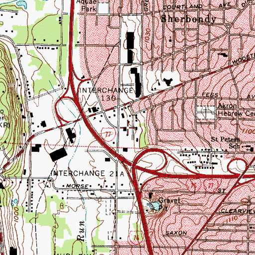 Topographic Map of Akron Fire Department - Station 6, OH