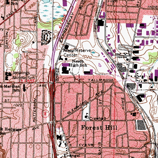 Topographic Map of Akron Fire Department Station 7, OH