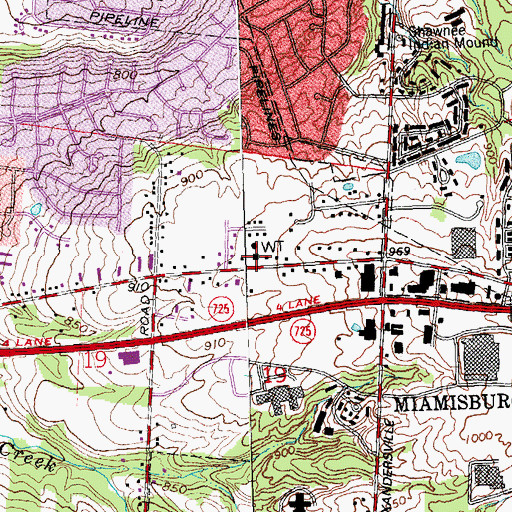 Topographic Map of Miami Valley Fire District Station 54, OH