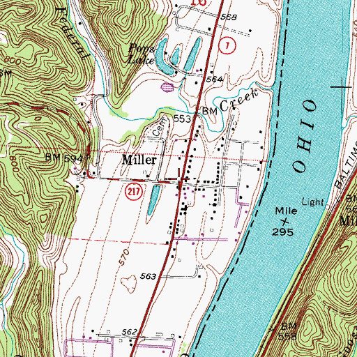 Topographic Map of Rome Volunteer Fire Department Station 2, OH