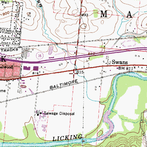 Topographic Map of Newark Fire Department and Emergency Medical Services Station 4, OH