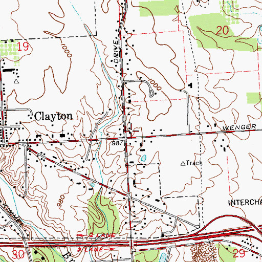 Topographic Map of Clayton Fire Department Station 84, OH