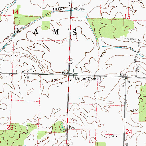 Topographic Map of Green Springs Volunteer Fire Department Station 2, OH