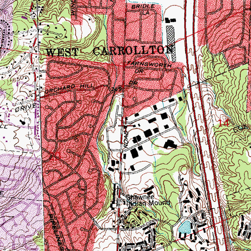 Topographic Map of West Carrollton Fire Department Station 57, OH