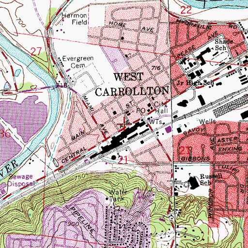 Topographic Map of West Carrollton Fire Department Station 56, OH