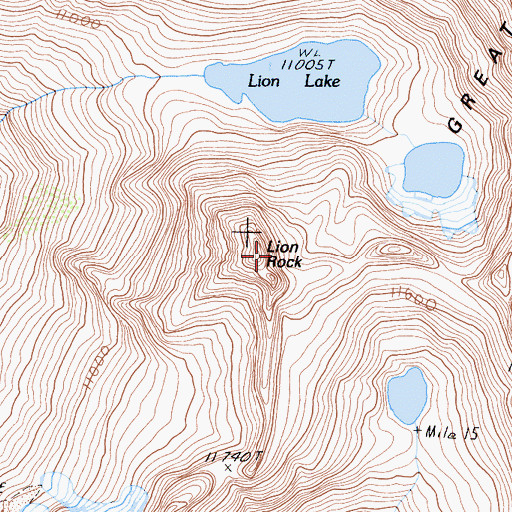 Topographic Map of Lion Rock, CA