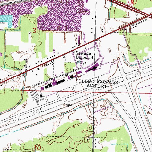 Topographic Map of Toledo Lucas County Port Authority Fire Department, OH