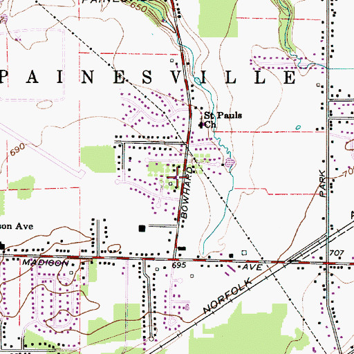 Topographic Map of Bowhall Fire Station, OH