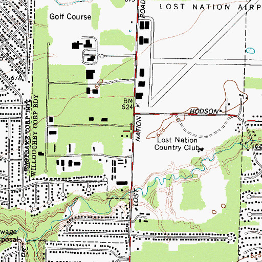 Topographic Map of Willoughby Fire Department Station 2, OH
