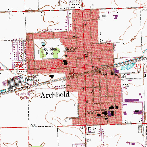 Topographic Map of Archbold - German Township Fire Department Station 2, OH