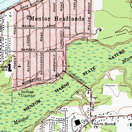 Topographic Map of Mentor Fire Department Station 2, OH