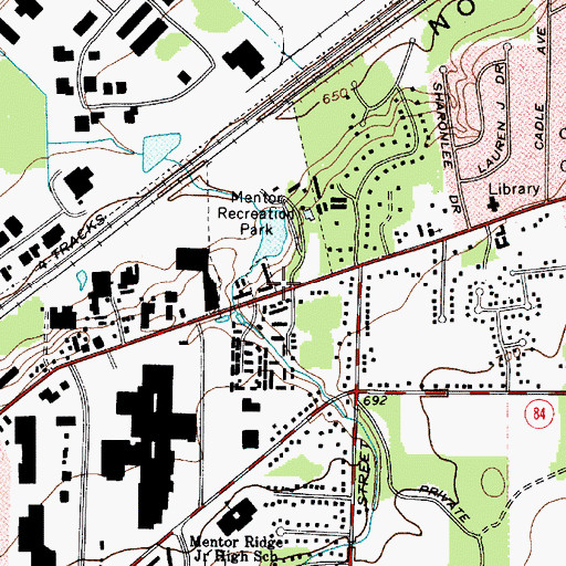 Topographic Map of Mentor Fire Department Station 3, OH