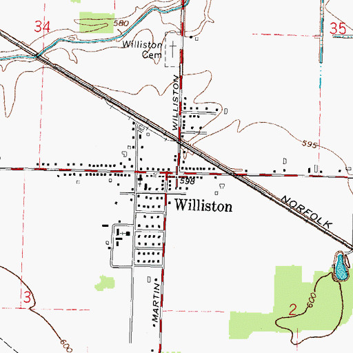 Topographic Map of Allen - Clay Joint Fire Department - Station 1, OH