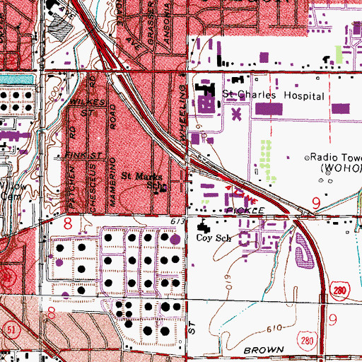 Topographic Map of Oregon Fire Department - Station 2, OH