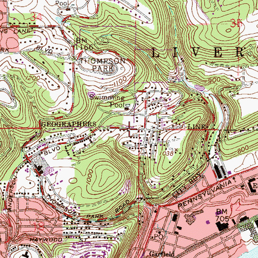 Topographic Map of Liverpool Township Fire Department Dixonville Station, OH