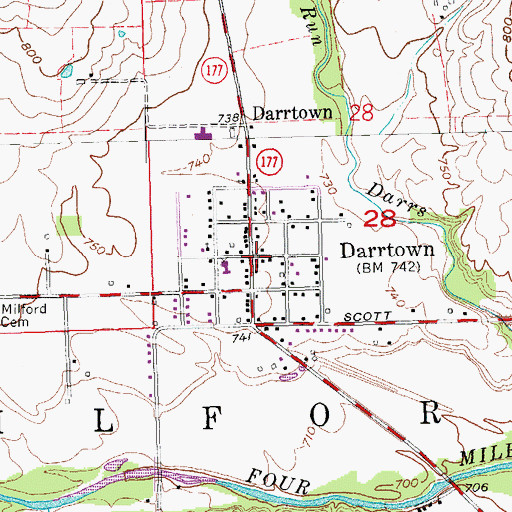Topographic Map of Milford Township Fire Department Station 2, OH