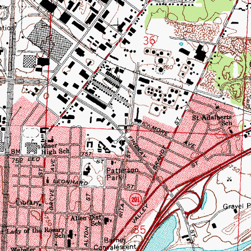 Topographic Map of Dayton Fire Department Station 8, OH