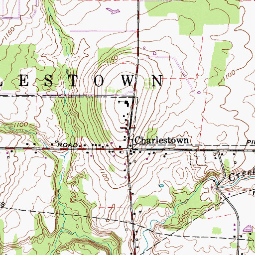 Topographic Map of Charlestown Township Volunteer Fire Department, OH