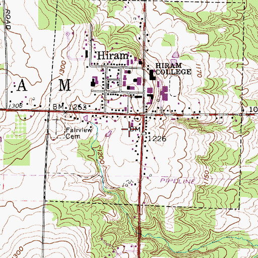 Topographic Map of Hiram Fire Department, OH